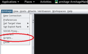 Armitage - Scrips tab
