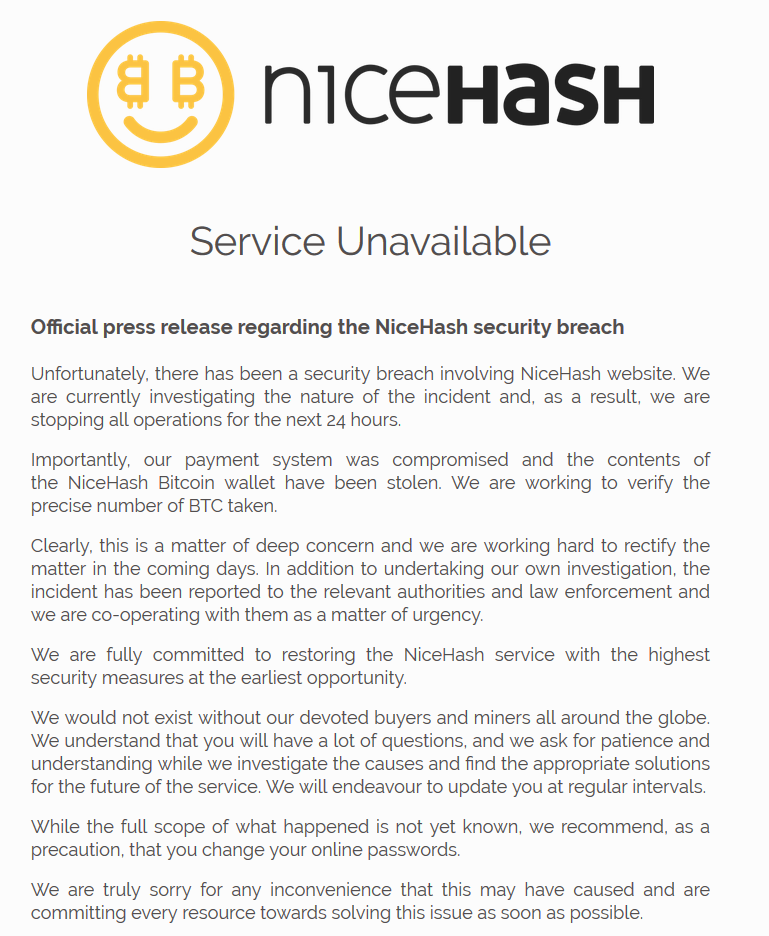 Bitcoin marktplaats Nicehash gehacked!